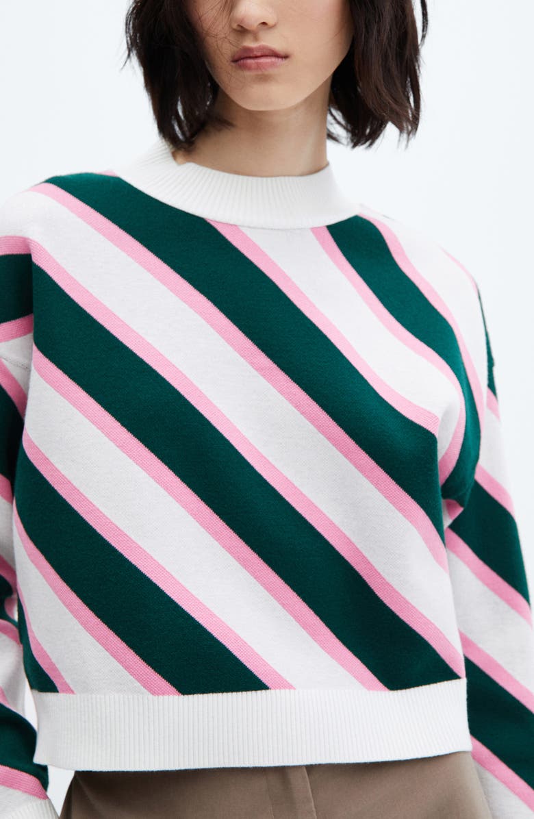 MANGO Diagonal Stripe Mock Neck Sweater, Alternate, color, 