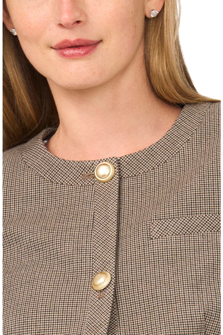 Houndstooth Collarless Crop Blazer, Alternate, color, SADDLE BROWN