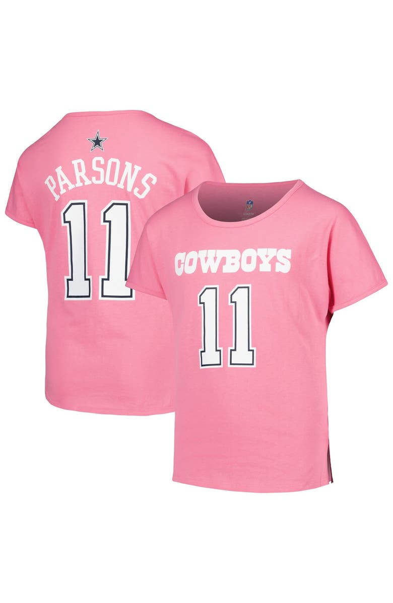 Outerstuff Girls Youth Micah Parsons Pink Dallas Cowboys Player Name & Number T-Shirt, Main, color, 