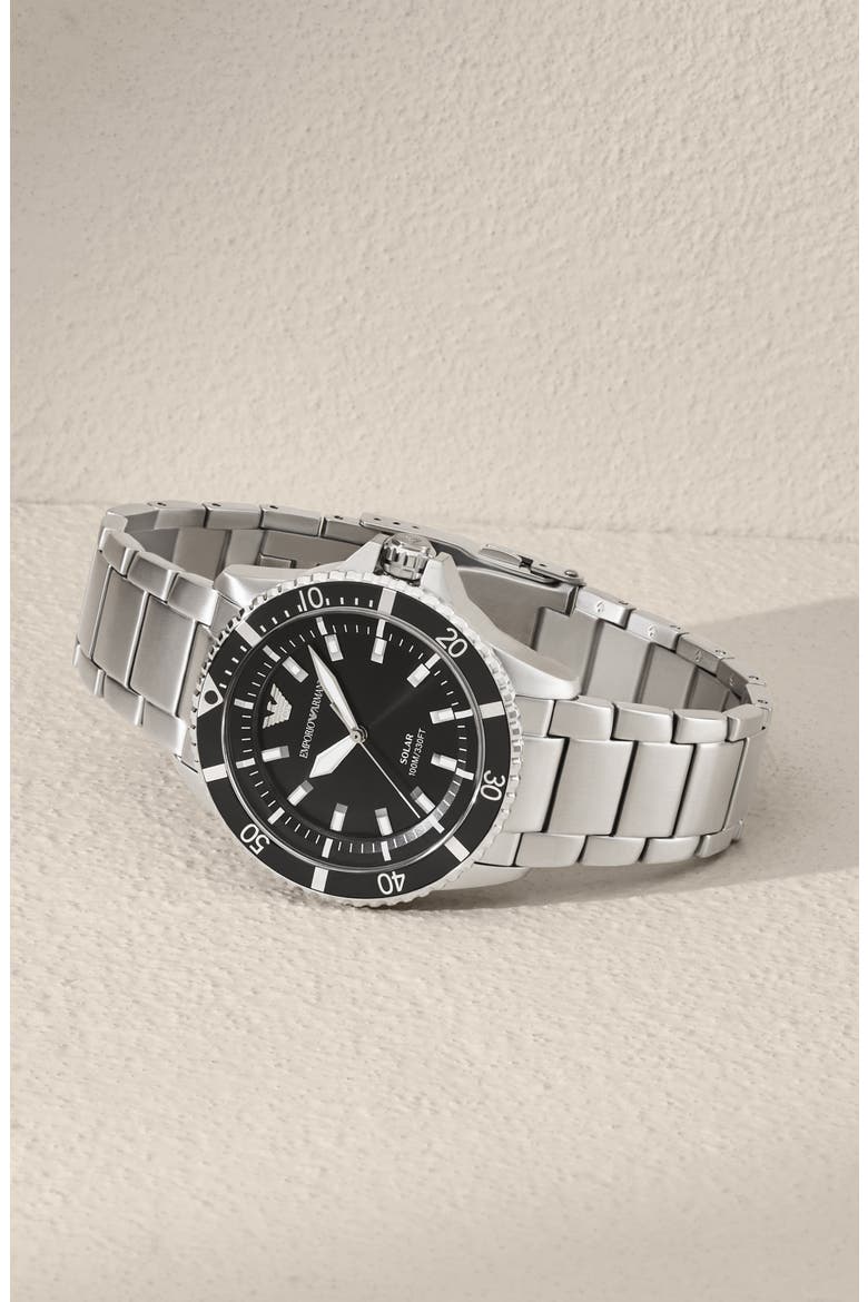 World Explorer Solar Bracelet Watch, 42mm, Alternate, color, SILVER