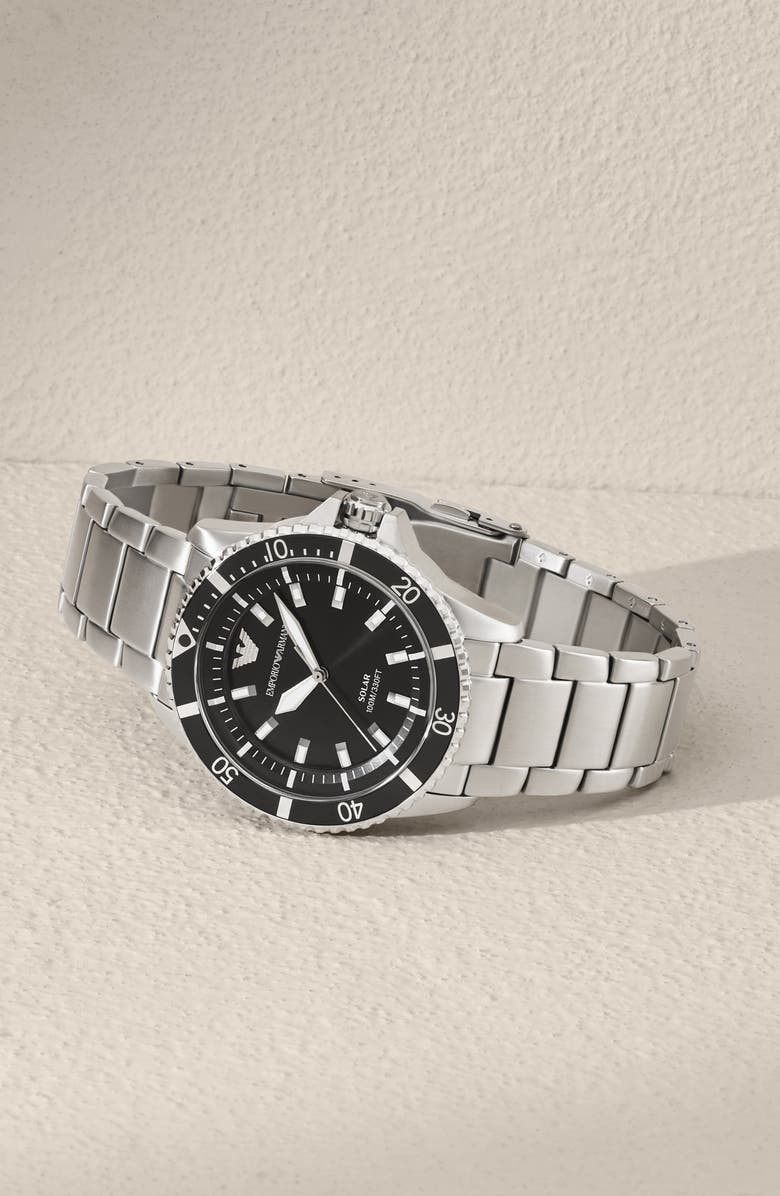 Emporio Armani World Explorer Solar Bracelet Watch, 42mm, Alternate, color, Silver