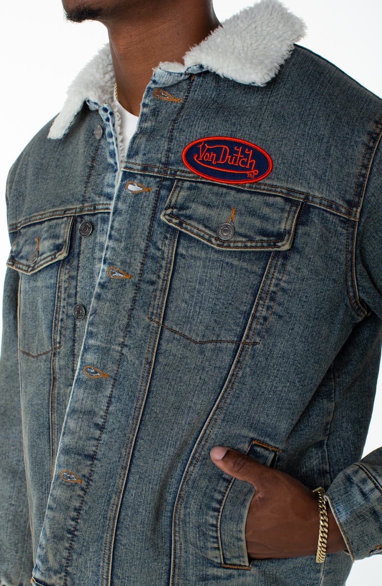 Von Dutch Piston Denim Trucker Jacket, Alternate, color, Hazestone