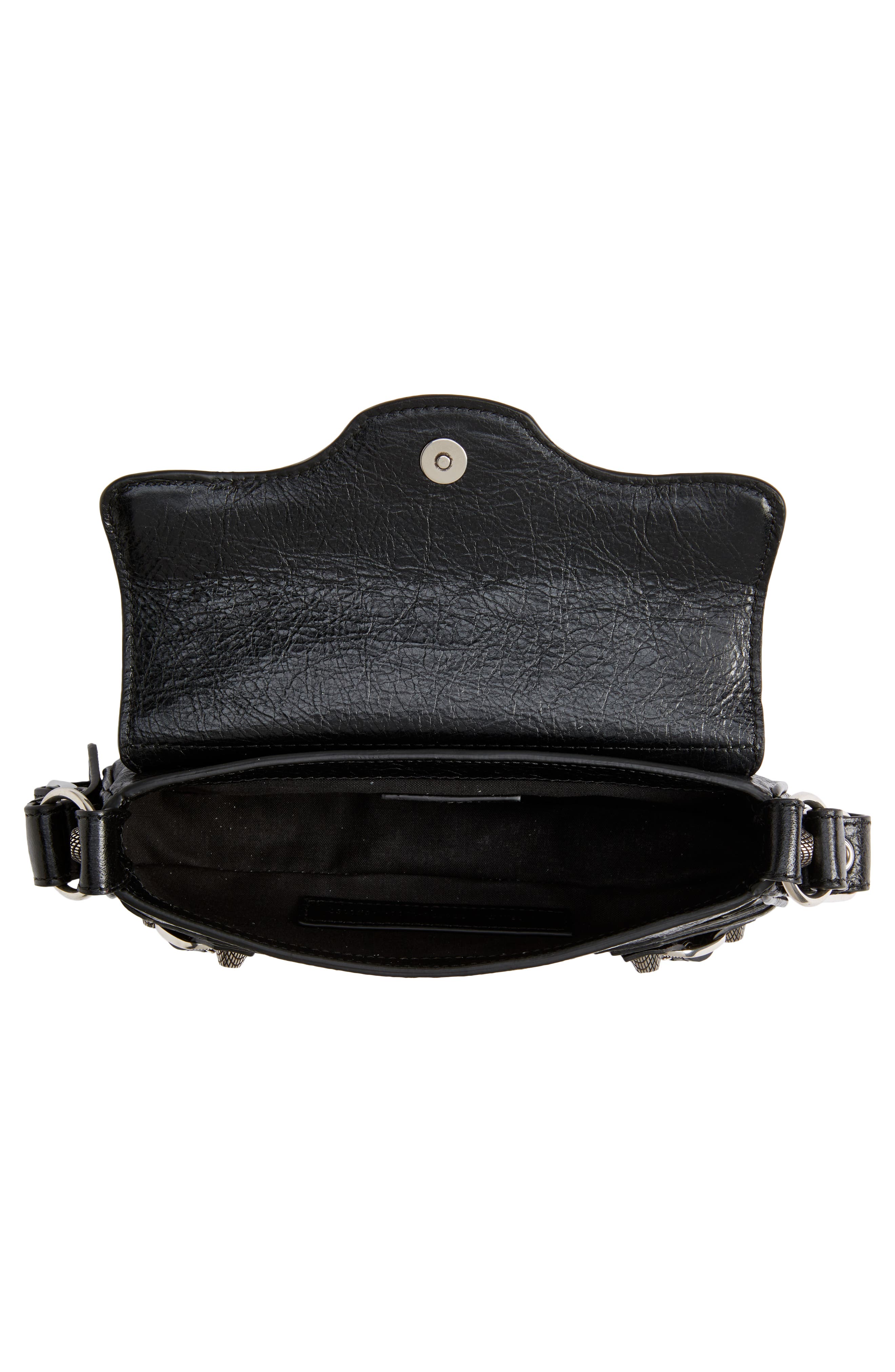 Extra Small Le Cagole Lambskin Leather Shoulder Bag, Alternate, color, BLACK