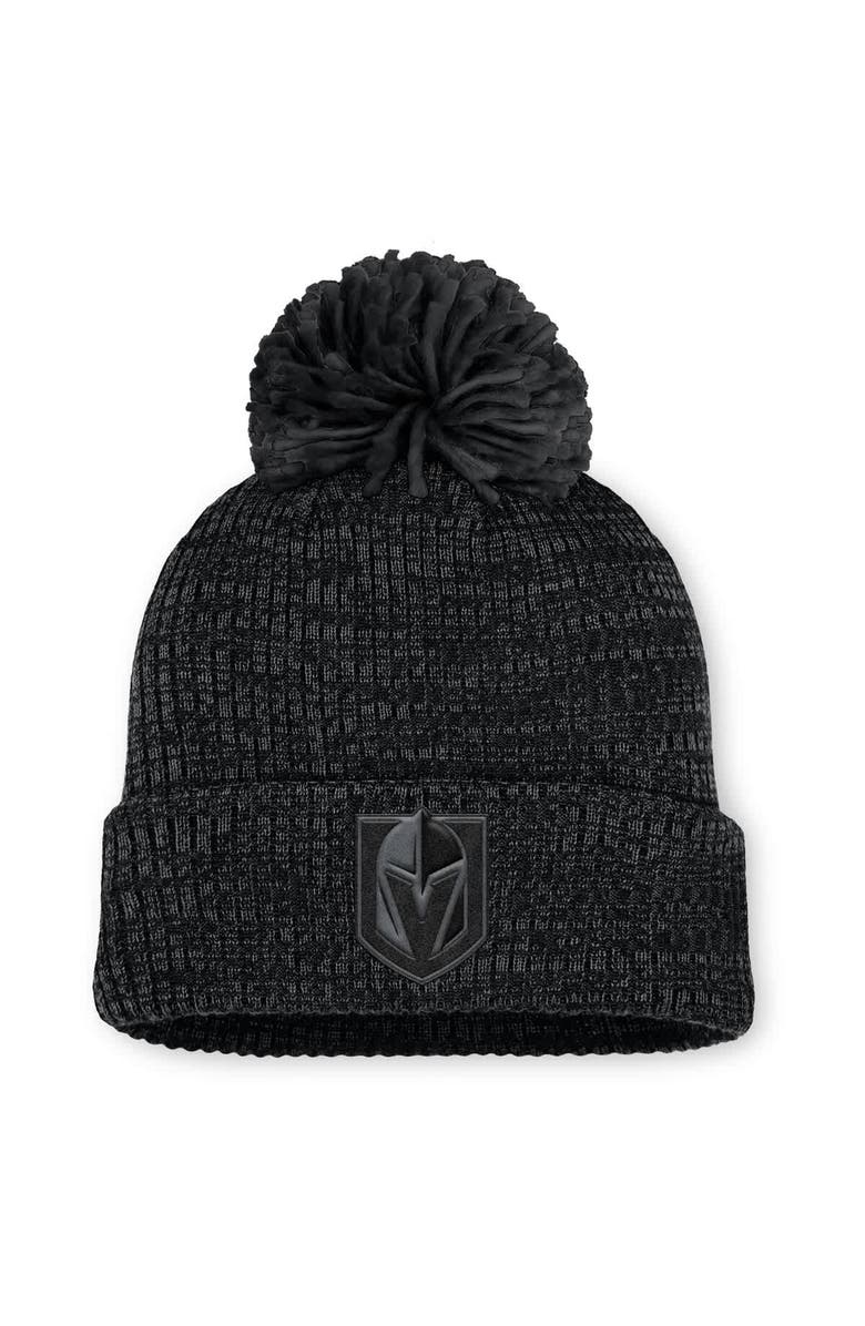 FANATICS Women's Fanatics Black Vegas Golden Knights Authentic Pro Road Cuffed Knit Hat with Pom, Main, color, Black