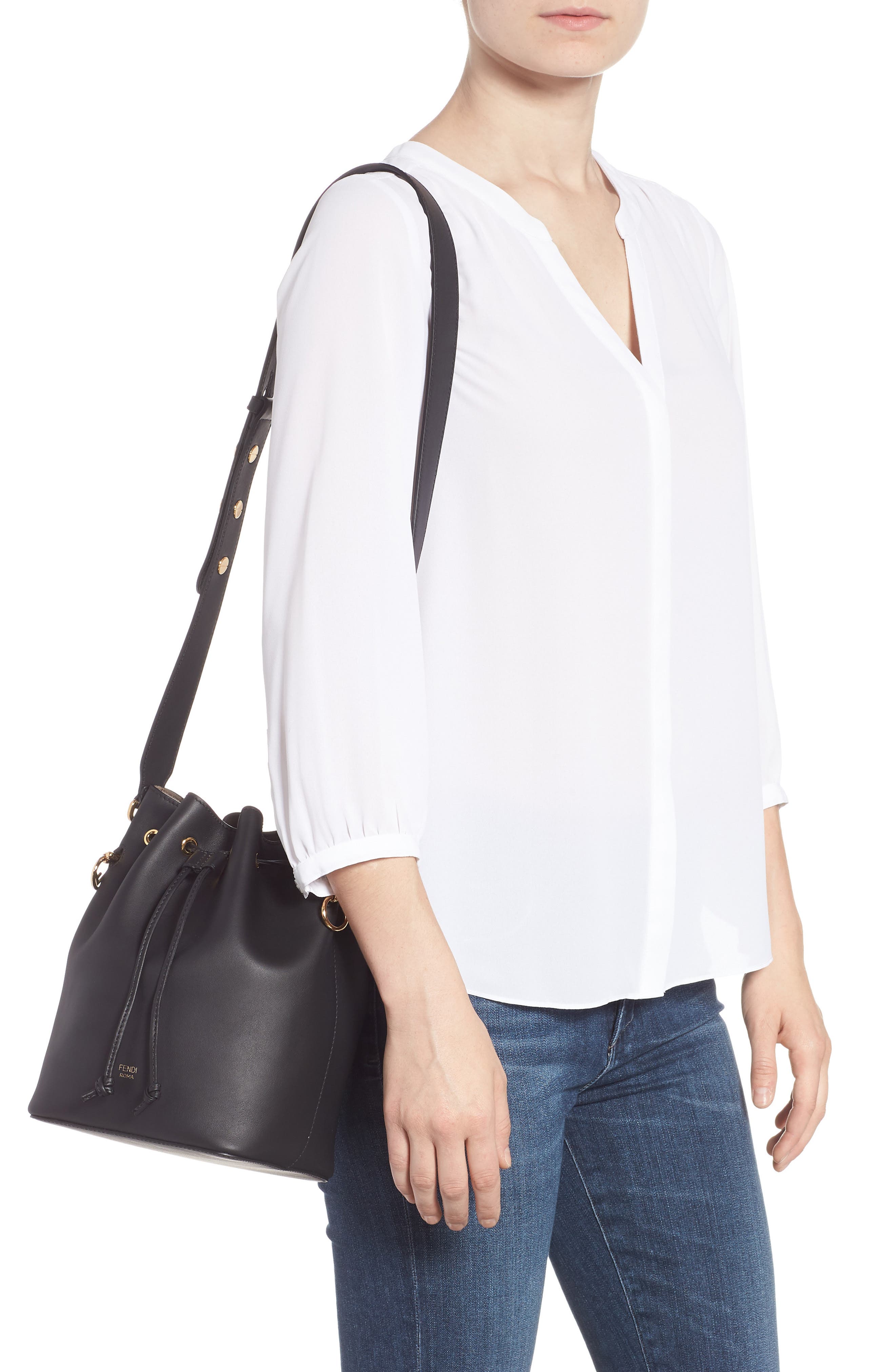 Fendi Mon Tresor Logo Bucket Bag, Alternate, color, 