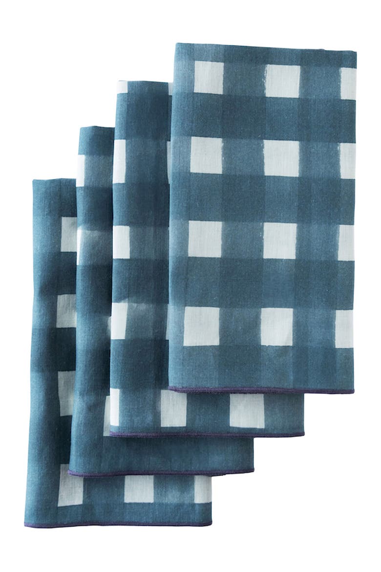 Blue Cross Hatch Napkin Set of 4, Main, color, Blue Cross Lavender Trim