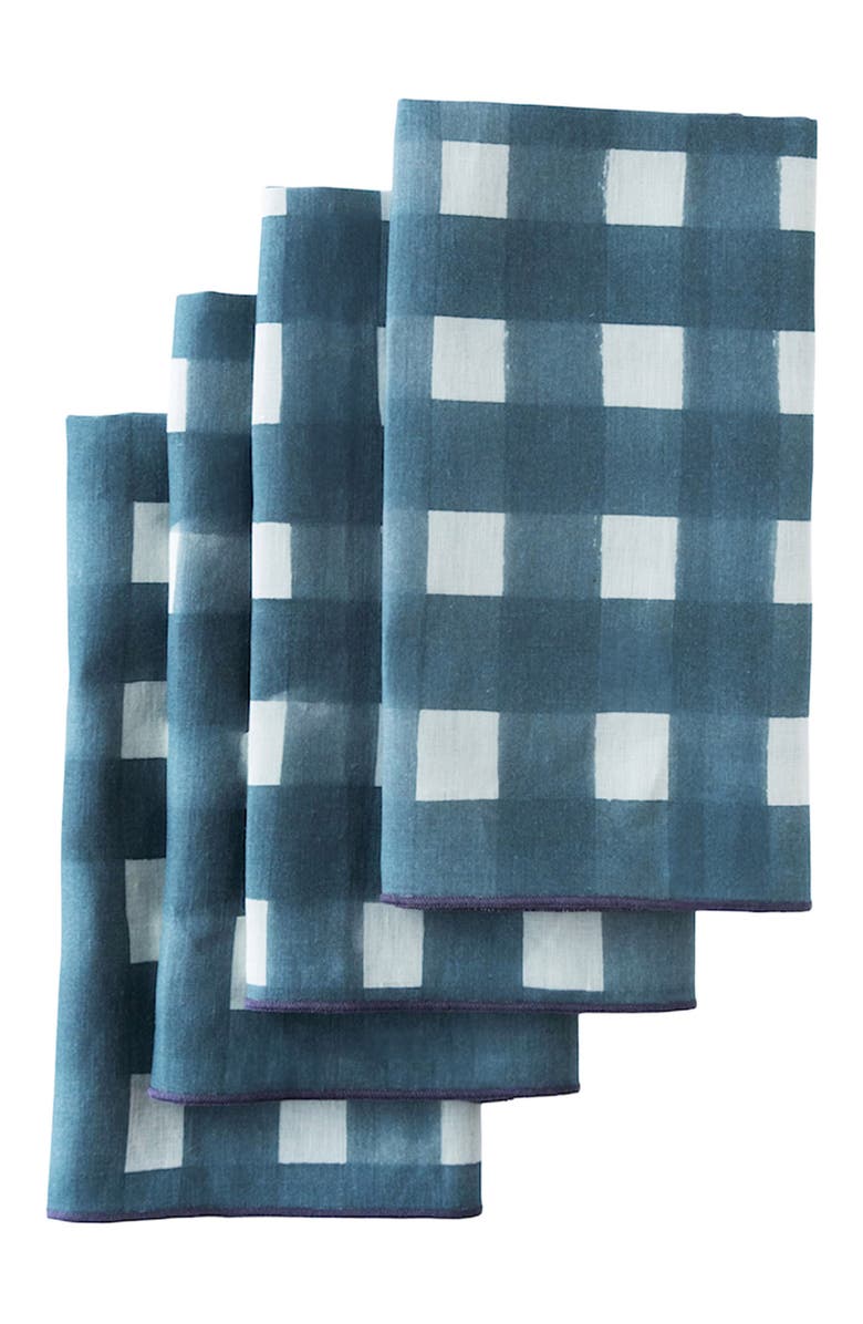 Goldie Home Blue Cross Hatch Napkin Set of 4, Main, color, Blue Cross Lavender Trim