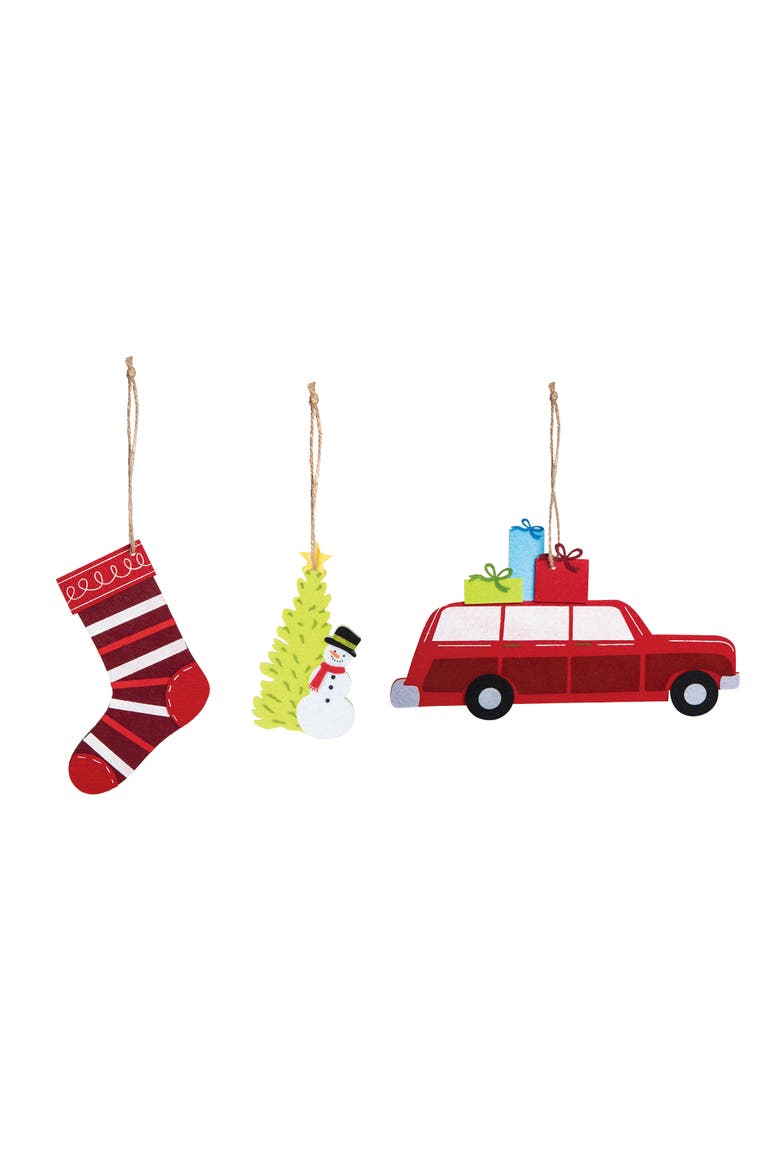 Christmas Village Ornament, Set of 3, Main, color, Red