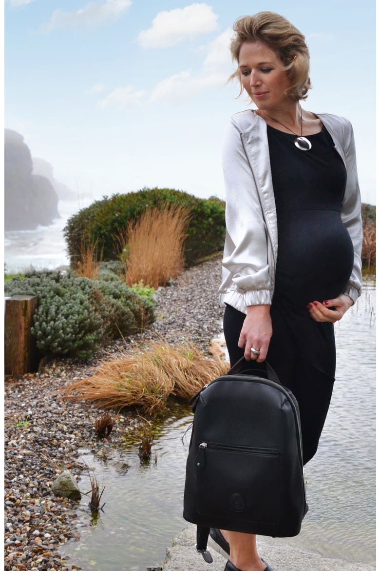 Hartland Faux Leather Convertible Diaper Backpack, Alternate, color, BLACK