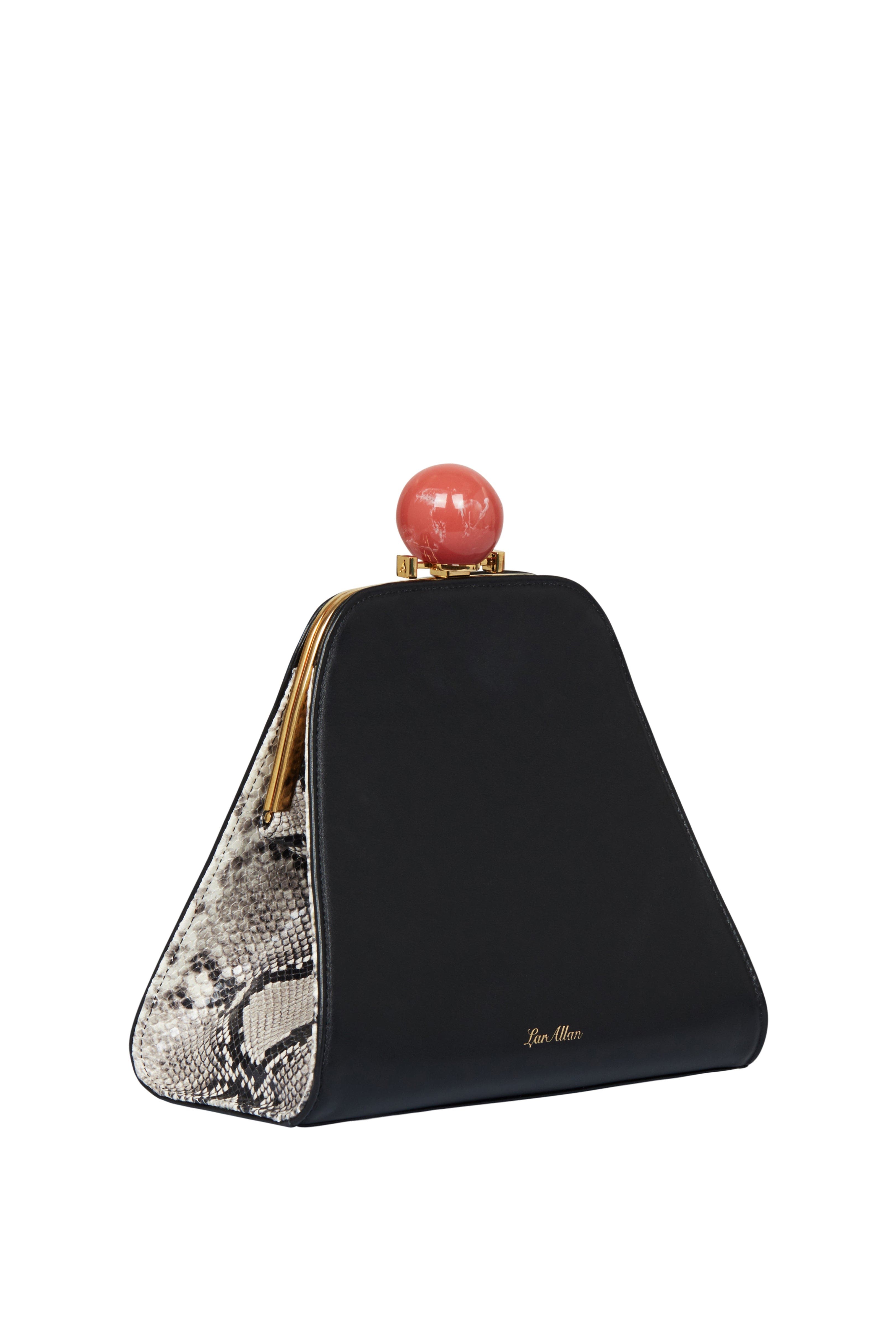 LarAllan Josephine Ball Frame Calfskin Leather Bag, Main, color, Black