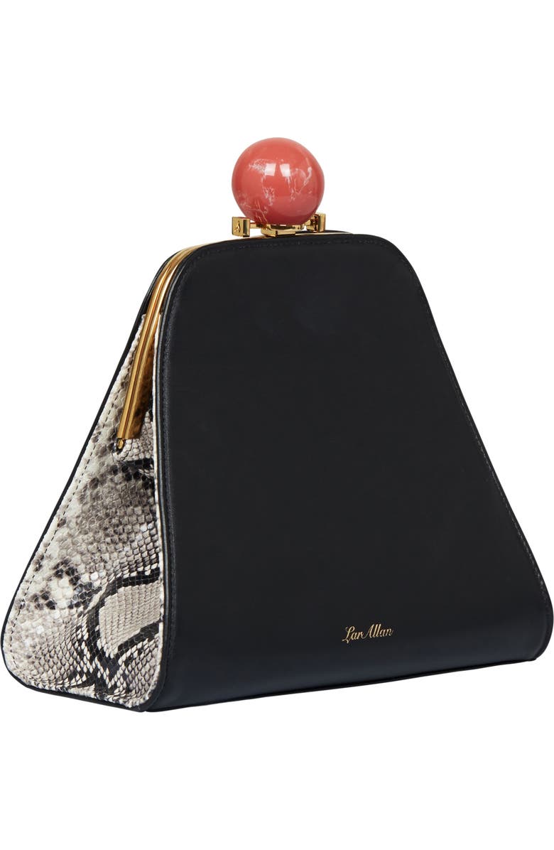 LarAllan Josephine Ball Frame Calfskin Leather Bag, Main, color, Black