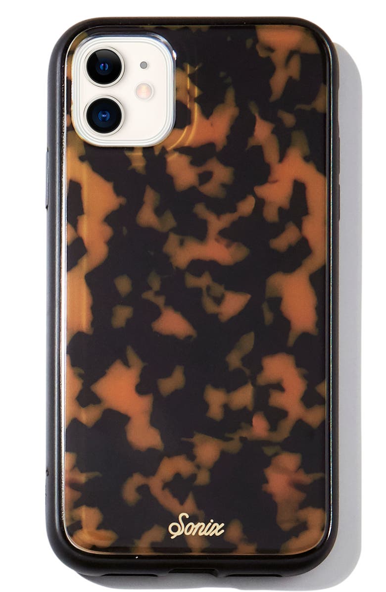 Sonix Brown Tort iPhone 11 Case & Slide Silicone Phone Ring, Alternate, color, 