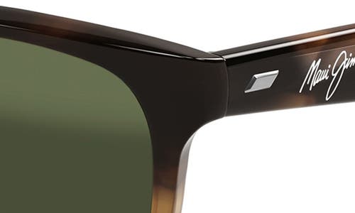 Maui Jim Kikonia Xl 53mm Wraparound Rectangular Sunglasses In Shiny Melange Brown Havana