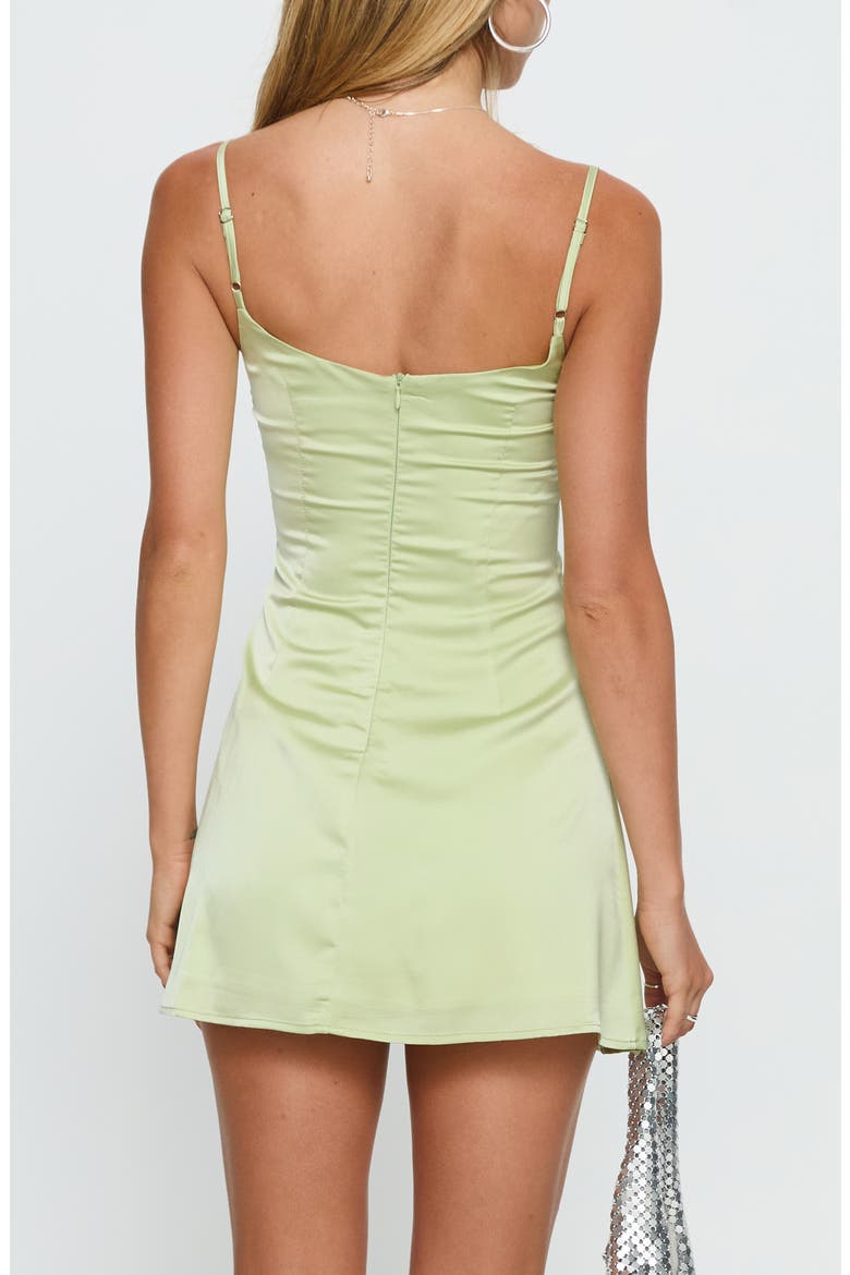 Powell Cutout Satin Minidress, Alternate, color, SAGE GREEN