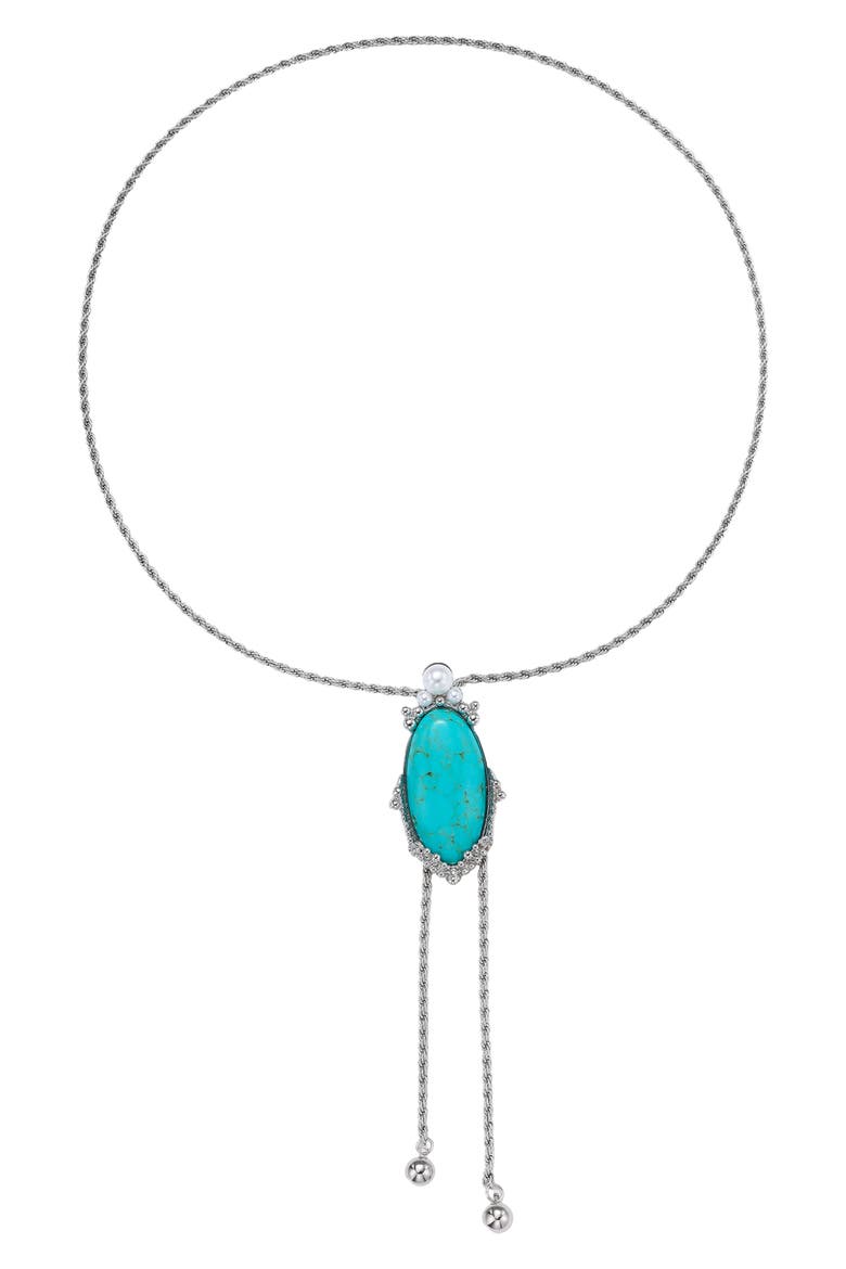 Wander Bolo Necklace, Main, color, SILVER/ TURQUOISE