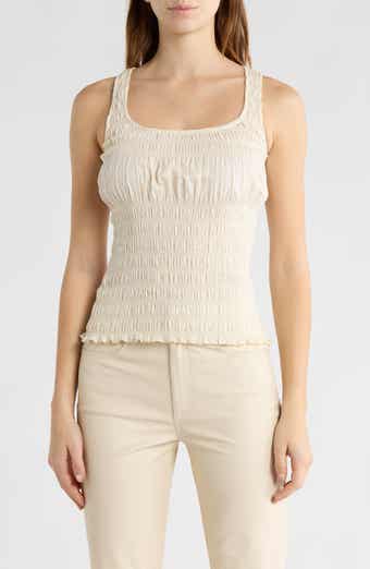 Topshop Shirred Sleeveless Cotton Top