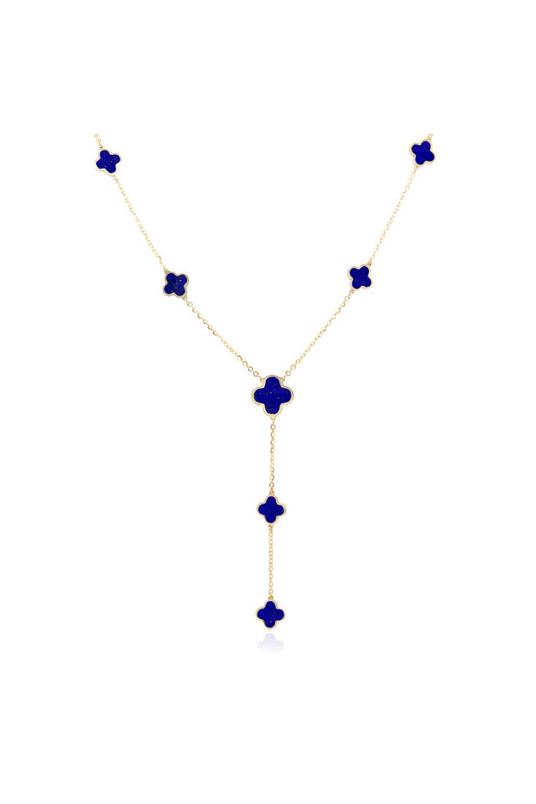 Lapis Clover Station Lariat Necklace, Main, color, Lapis