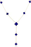 The Lovery Fine Jewelry Lapis Clover Station Lariat Necklace