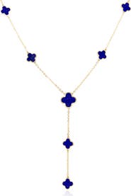 The Lovery Fine Jewelry Lapis Clover Station Lariat Necklace