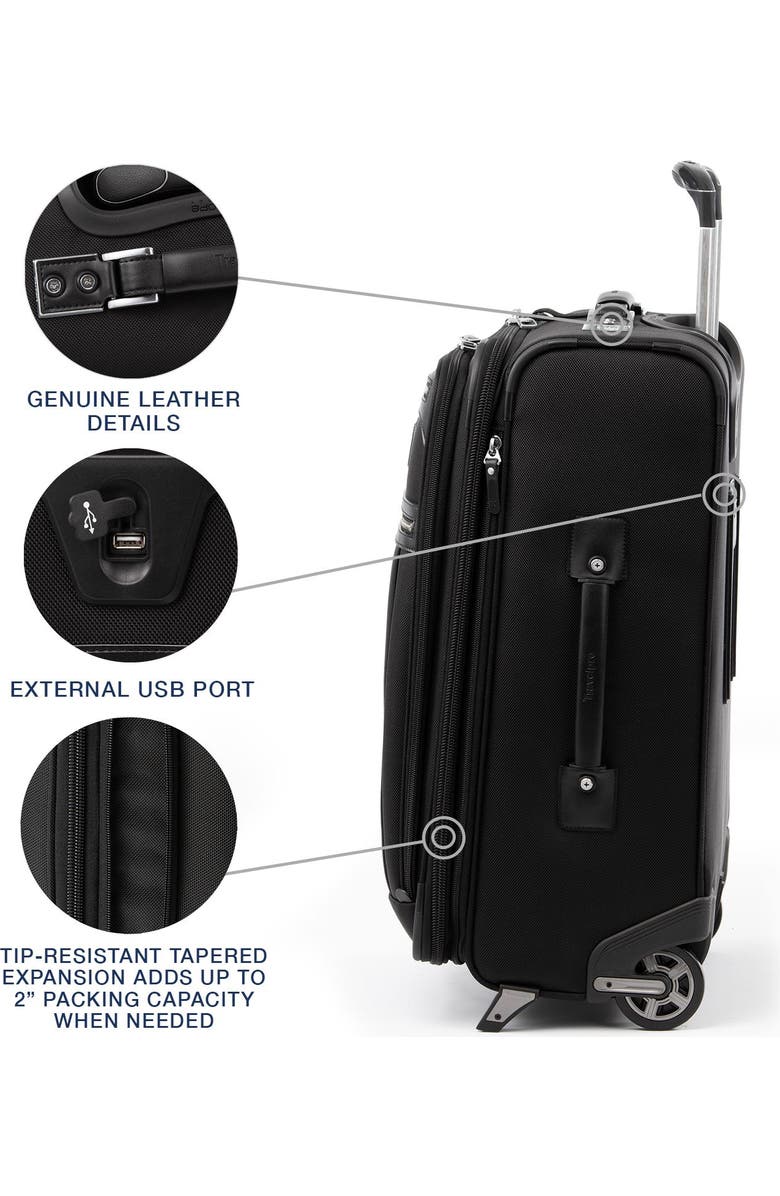 TRAVELPRO Platinum Elite Softside Expandable Carry-On 22-Inch 2 Wheel Upright Luggage, Alternate, color, Shadow Black
