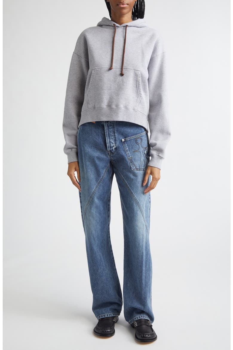 Loafer Stitch Curved Hem Fleece Hoodie, Alternate, color, MID GREY MELANGE