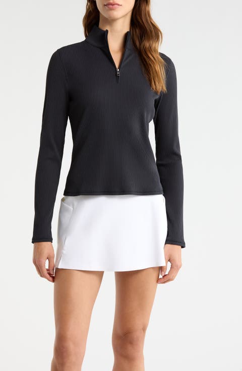 Rib Knit Quarter Zip Top