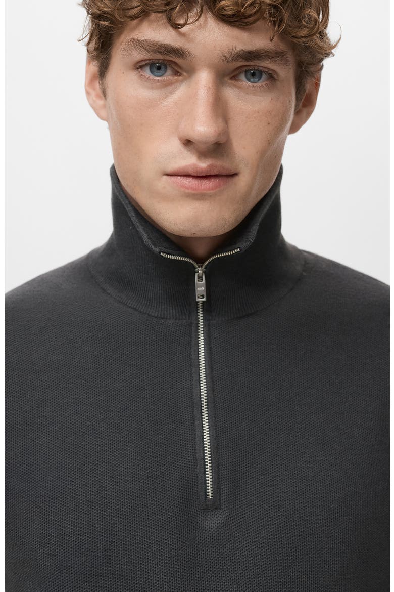 Half Zip Piqué Sweater, Alternate, color, DARK GREY