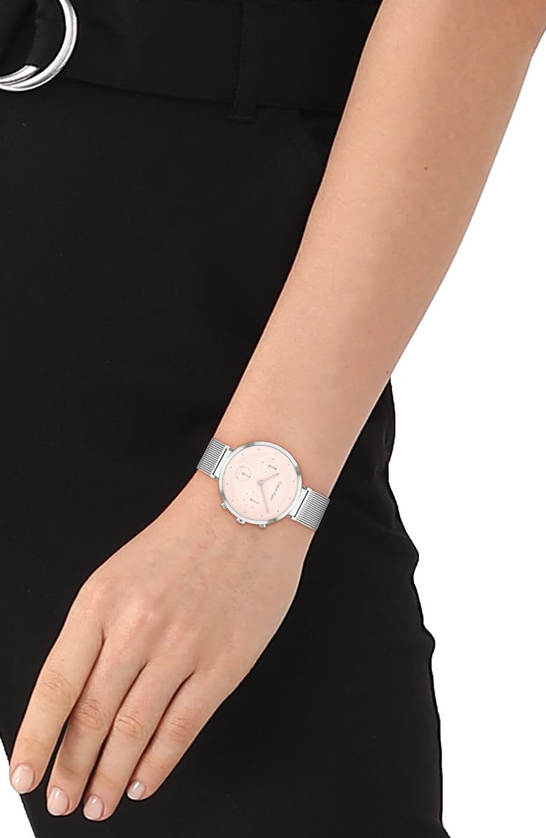 Calvin Klein Minimalistic T-Bar Mesh Bracelet Watch, 36.5mm, Alternate, color, Blush