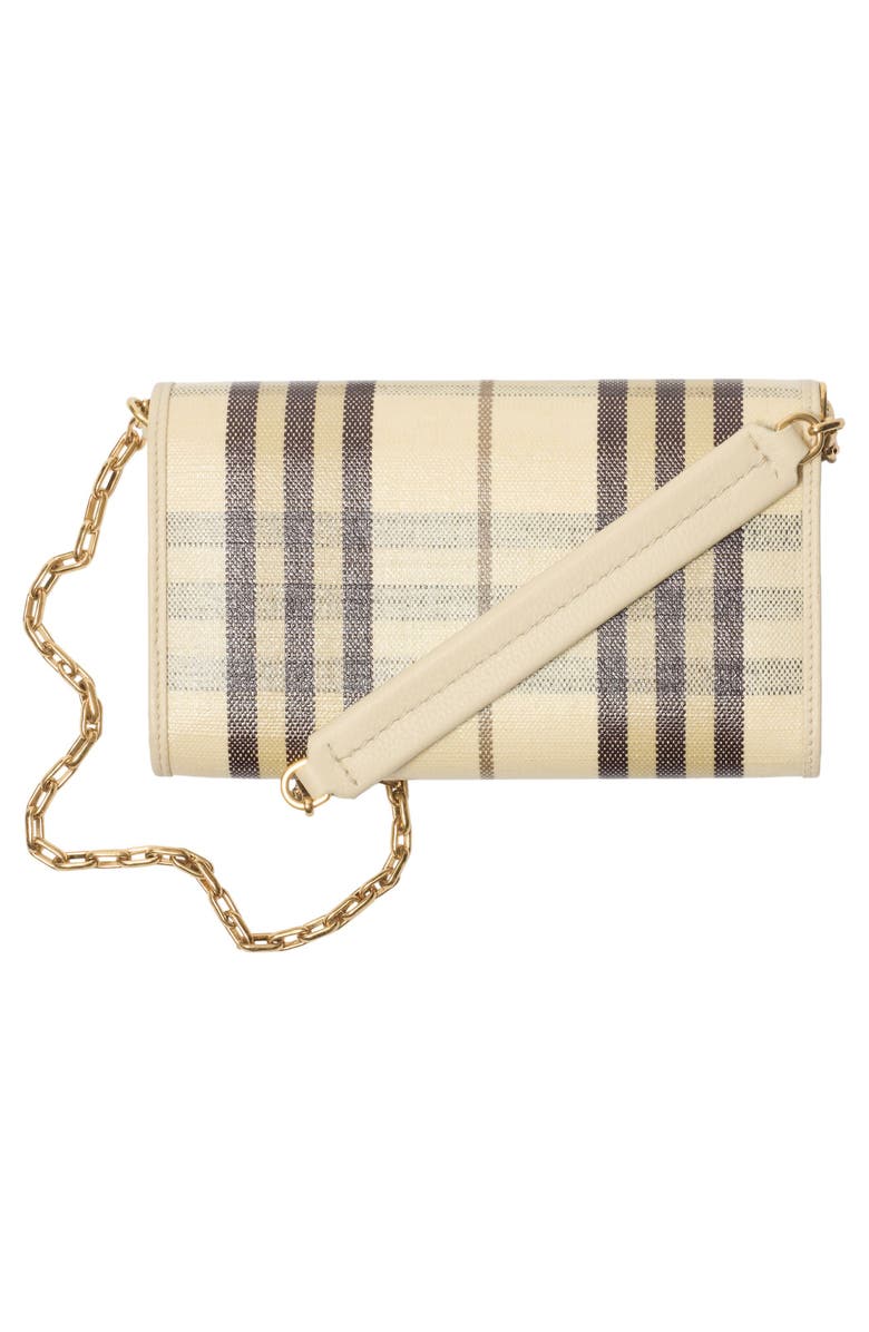 Burberry Highlands Check Coated Canvas Wallet on a Chain, Alternate, color, Light Beige