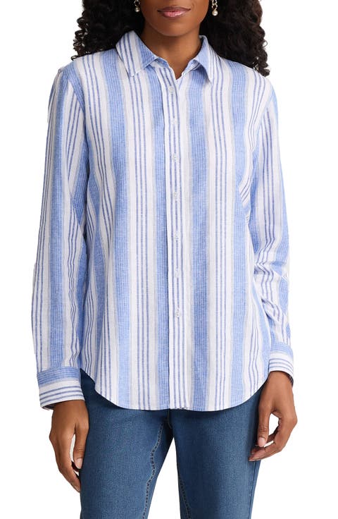 Oversize Linen Blend Button-Up Shirt