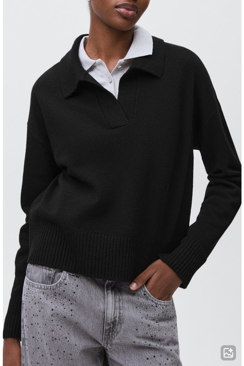 Johnny Collar Sweater, Main, color, BLACK