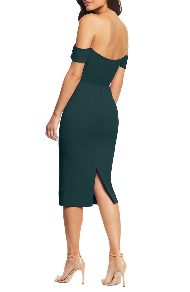 Dress the Population Bailey Off the Shoulder Body-Con Dress, Alternate, color, Pine