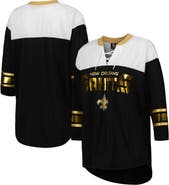 G-III 4HER BY CARL BANKS Women's G-III 4Her by Carl Banks Black/White New Orleans Saints Double Team 3/4-Sleeve Lace-Up T-Shirt