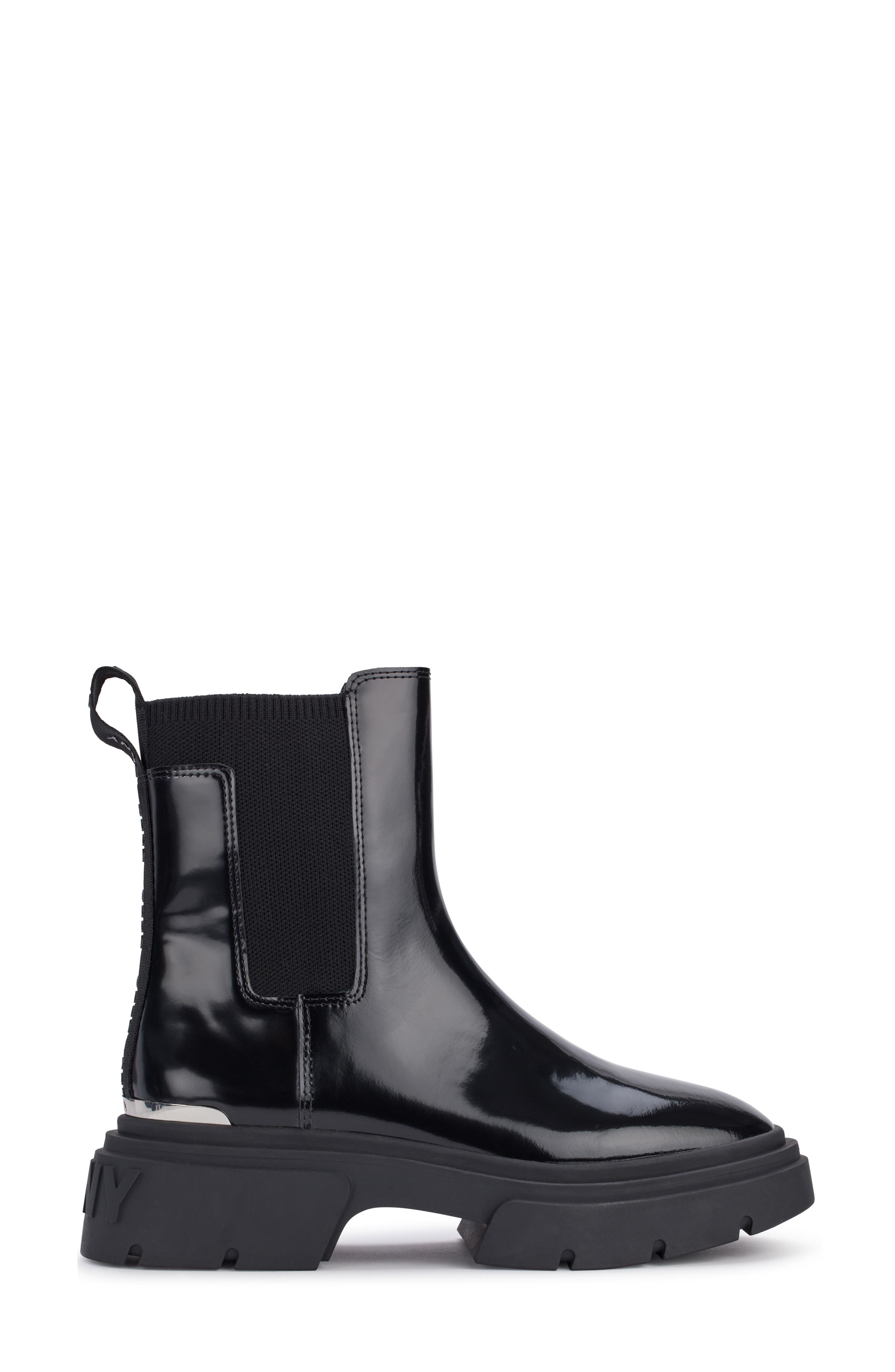 DKNY Fenella Lug Sole Chelsea Boot, Alternate, color, Black