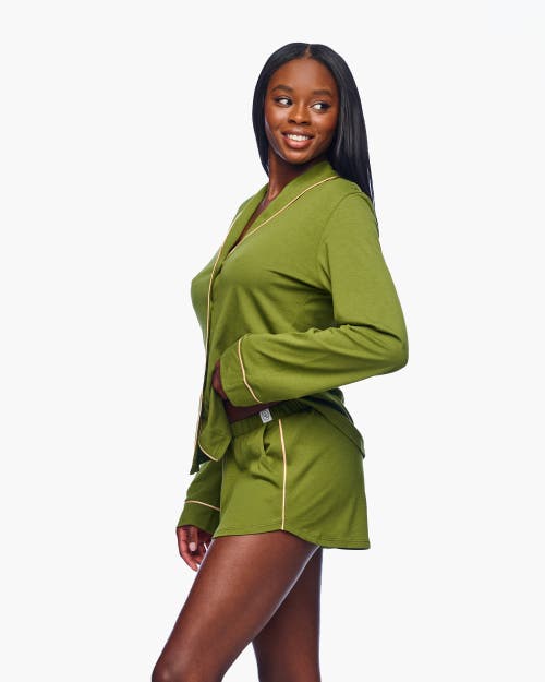 Cosabella Pima Lusso Ls Top Boxer Pj Set In Green