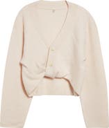 R13 Rib Twisted Hem Cashmere Cardigan
