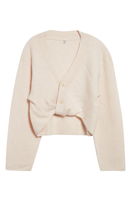 R13 Rib Twisted Hem Cashmere Cardigan In White