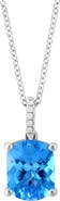 EFFY 14K White Gold Diamond, Blue Topaz Pendant Necklace