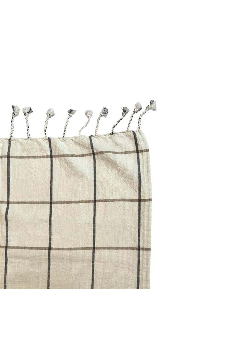 OYOY Grid Bed Cover, Alternate, color, Offwhite / Anthracite