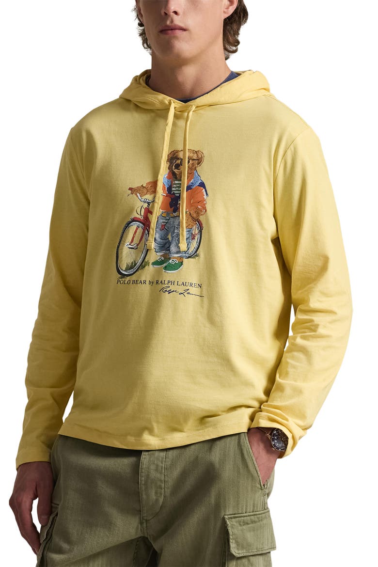 Polo Bear Graphic Hoodie, Main, color, CORN YELLOW-SUMMER BEAR