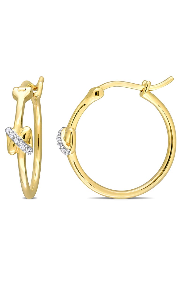 Julianna B. Diamond Crossover Motif Hoop Earrings 14k, Main, color, Yellow Gold