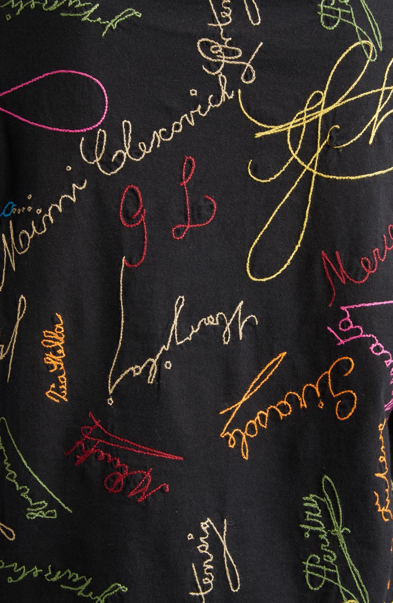 Bode Signature Scrawl Embroidered T-Shirt, Alternate, color, Black Multi