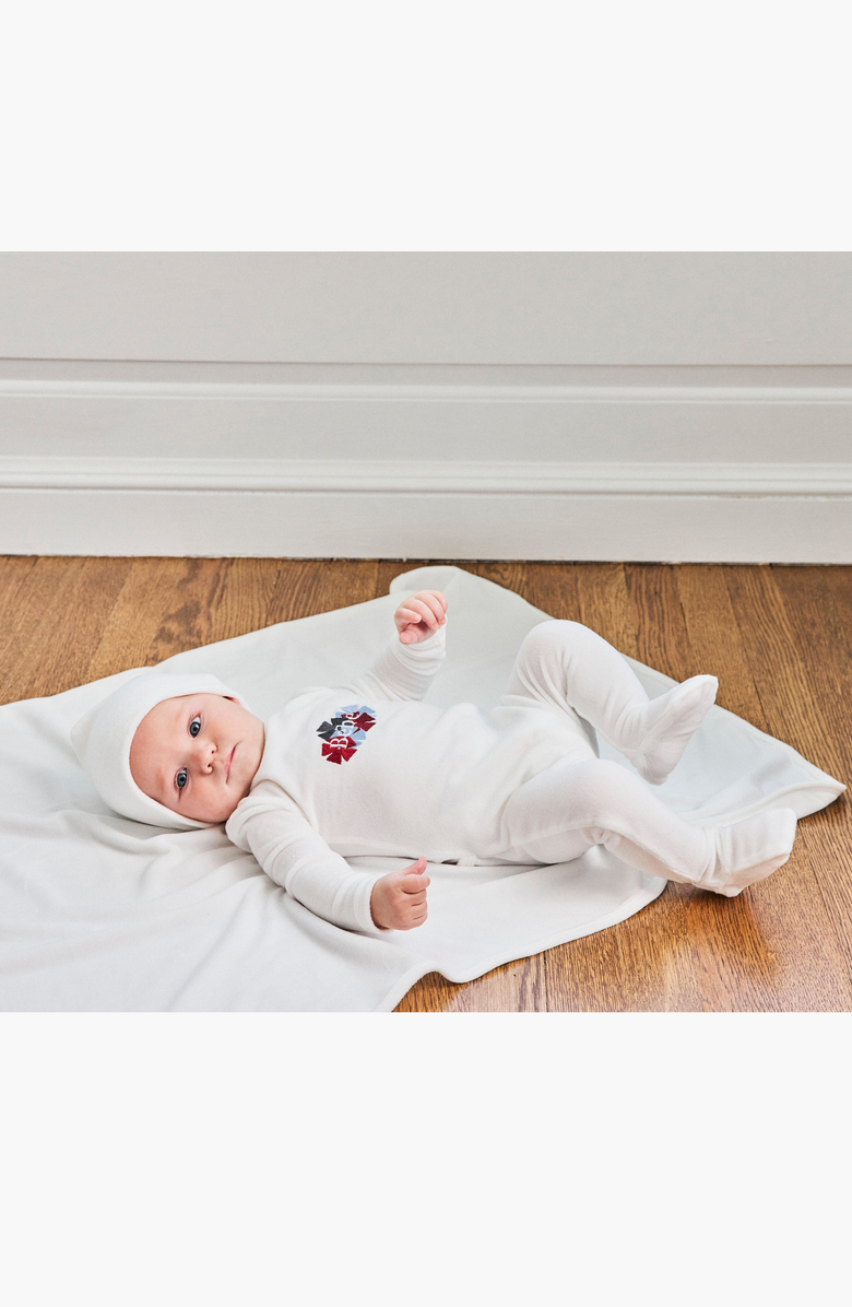 NoggiWear Clover Embroidered Footie, Alternate, color, White / Blue