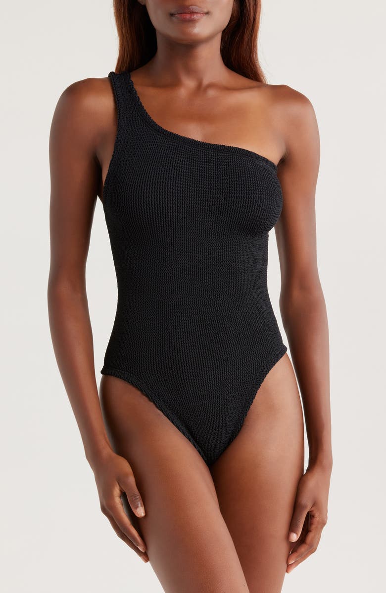 Hunza G Nancy One-Shoulder One-Piece Swimsuit, Main, color, Black