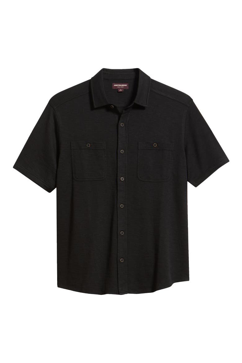 Riley Knit Short Sleeve Button-Up Shirt, Alternate, color, BLACK