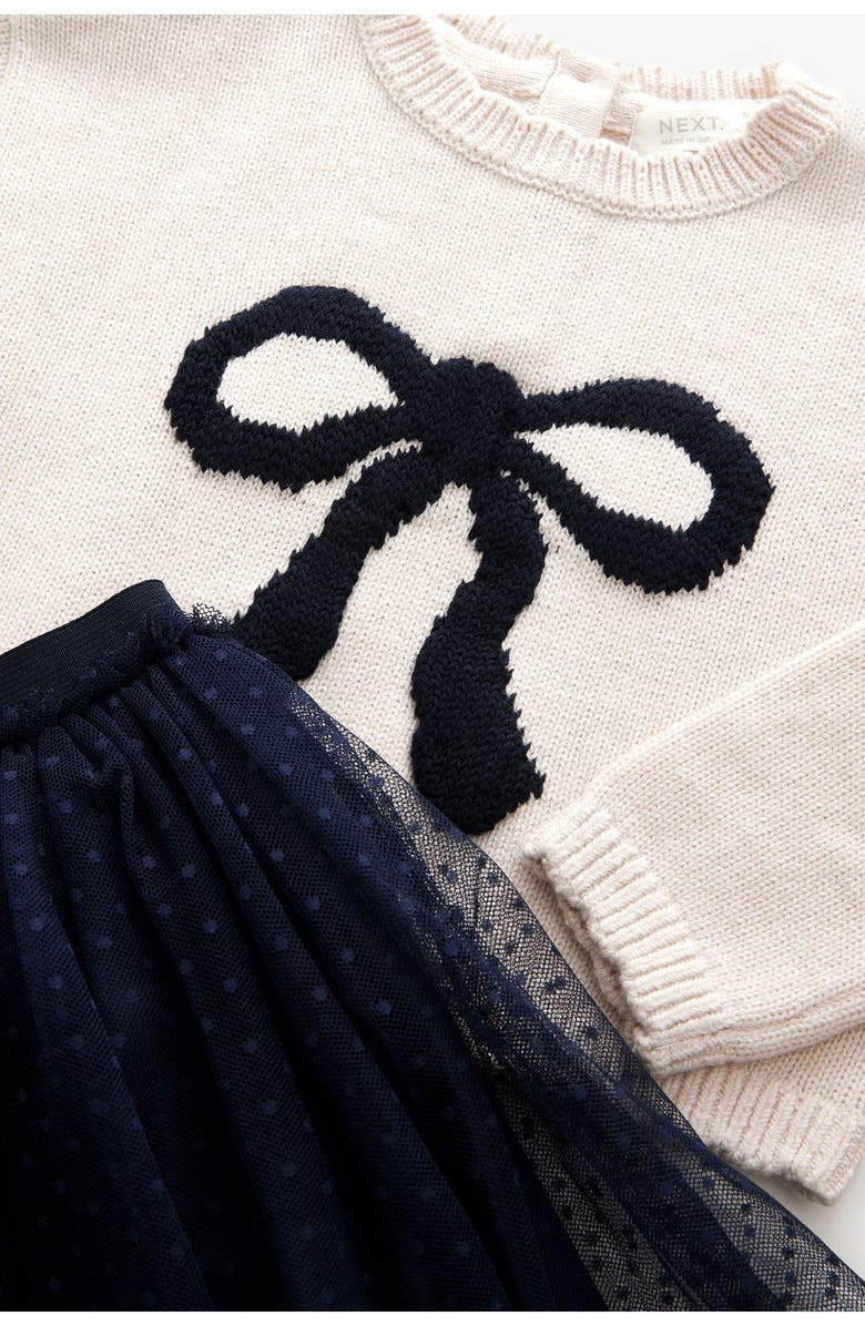 NEXT Kids' Bow Sweatshirt & Tulle Skirt Set, Alternate, color, 