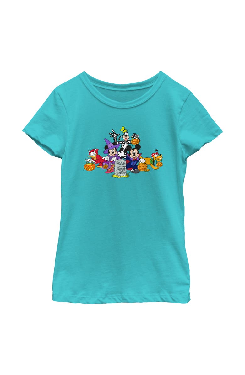 Mickey & Friends Girl's Mickey & Friends Halloween Group Shot  Graphic T-Shirt, Main, color, Tahiti Blue