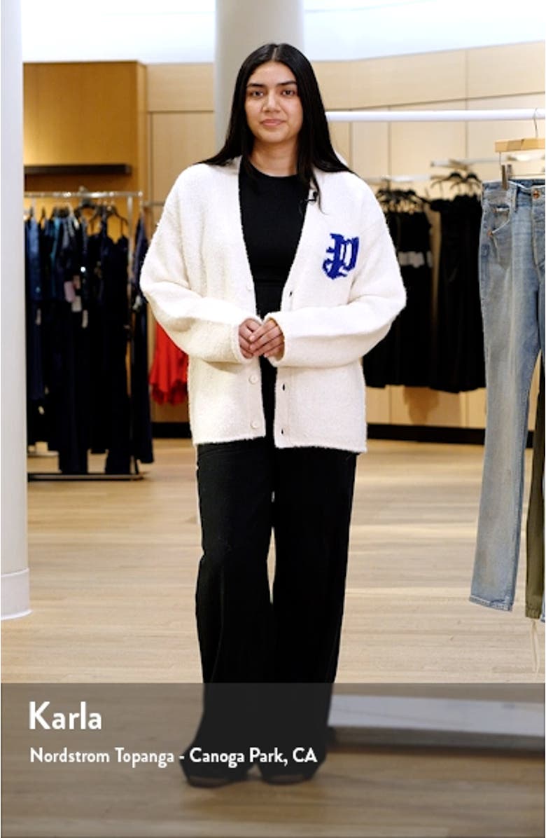 Relaxed Fit Intarsia Logo Cardigan, sales video thumbnail