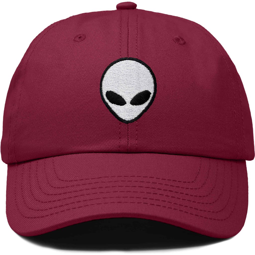Dalix Alien Embroidered Classic Dad Cap In Maroon