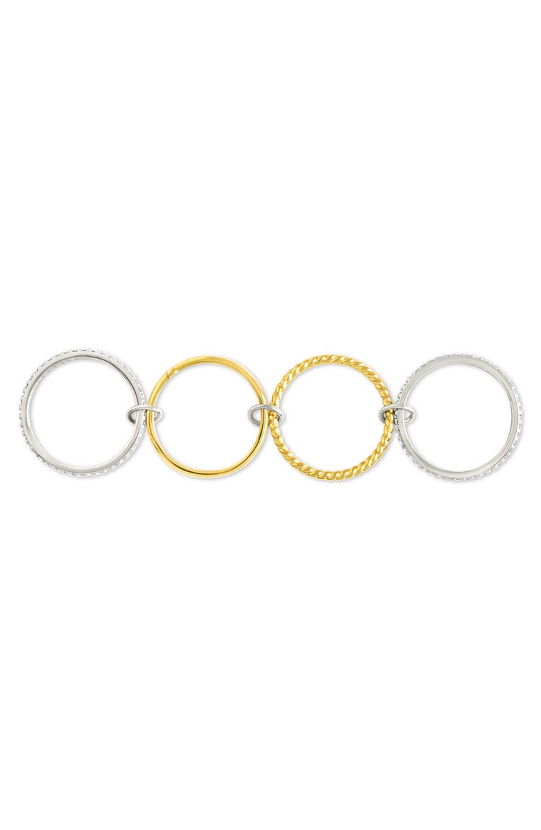 Sterling Forever Jelena Cubic Zirconia Stacking Ring, Alternate, color, Dual Tone